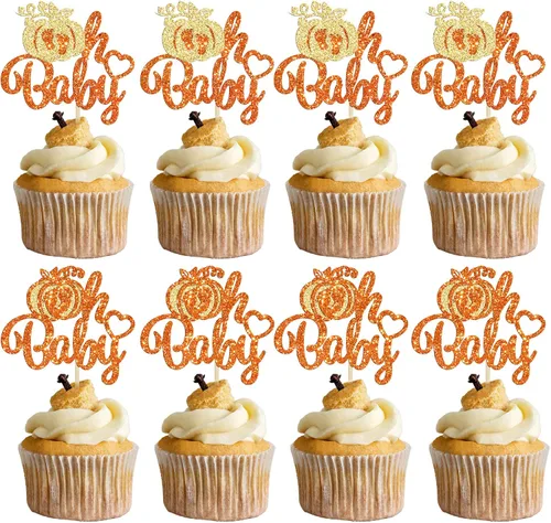 Miniatura 13 de Gyufise Decoración de pastel de calabaza – Decoración azul para pastel de baby shower para cumpleaños, Halloween, suministros de fiesta de Acción