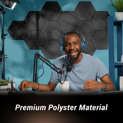 Miniatura 2 de Paquete de 12 paneles acústicos hexagonales, TONOR paneles de 12 x 10 x 0.4 pulgadas de alta densidad con aislamiento de sonido para paredes, Gris