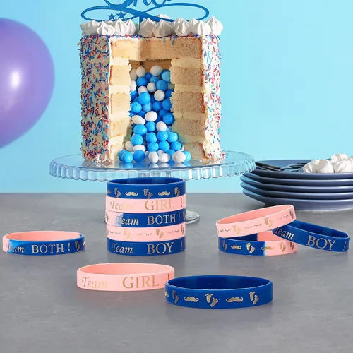 Miniatura 4 de Hicarer Pulseras de revelación de género, pulseras de silicona para equipo y niña, pulseras de fiesta de revelación de género, pulseras de goma