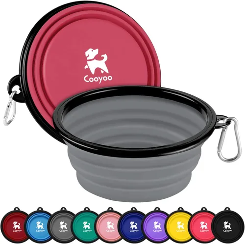 Miniatura 18 de COOYOO Cuenco plegable para perros, paquete de 2 cuencos plegables para agua para perros y gatos, plato portátil para alimentación de mascotas
