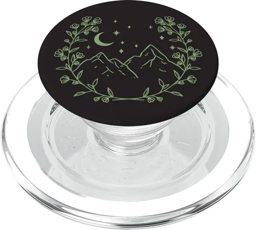 Miniatura 8 de Verde salvia - PopSockets de montaña con diseño floral bohemio y luna, PopGrip intercambiable