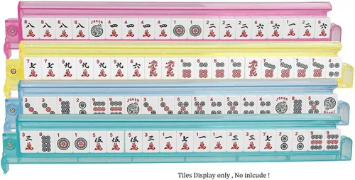 Miniatura 2 de Juego de 4 estantes y empujadores de acrílico Mahjong Mah Jongg, multicolor