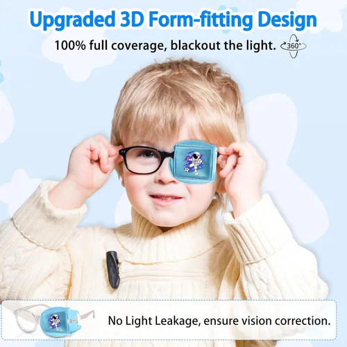 Miniatura 2 de Parches para ojos para niños, parche de seda reutilizable para ojos perezosos, parches ortopédicos de ambliopia para niños y niñas, cubierta