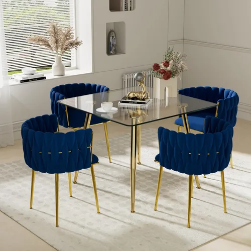 Miniatura 40 de Juego de mesa de comedor de cristal plateado para 2, juego de mesa cuadrada de lujo moderno de 36 pulgadas, juego de mesa de cocina minimalista de 3