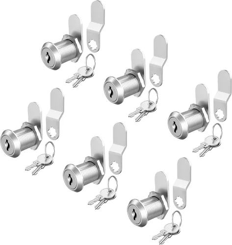 Miniatura 8 de Paquete de 3 cerraduras de gabinete con llaves, cerraduras de cajones de 1-1/8" con llave similar, cerraduras de leva para RV para puerta