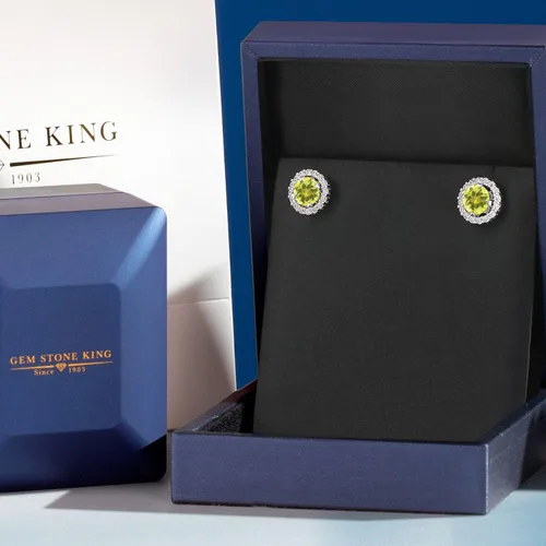 Miniatura 102 de Gem Stone King Aretes redondos de plata de ley 925 de 0.236 in con piedra natal extraíble para mujer