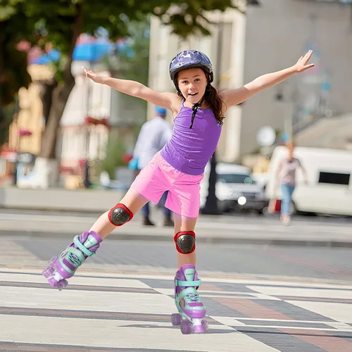 Miniatura 6 de Nattork Patines de ruedas para niñas para niños, 4 tamaños ajustables de arco iris con todas las ruedas iluminadas, el mejor regalo de cumpleaños