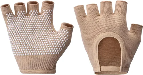 Miniatura 19 de Guantes de yoga antideslizantes sin dedos, ideales para pilates, barras, yoga de aire y entrenamientos de fitness, tela transpirable con agarre