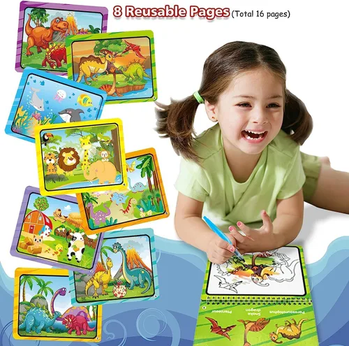 Miniatura 2 de hapray Libros mágicos para colorear de pintura de agua para niños pequeños, juguetes de arte de 2 a 4 años, juguete educativo de garabatos, regalos