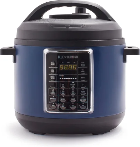 Blue Diamond Olla a presión eléctrica de cerámica antiadherente, 16 en 1, 6 cuartos de galón, olla de cocción lenta, olla arrocera, yogur, salteada,