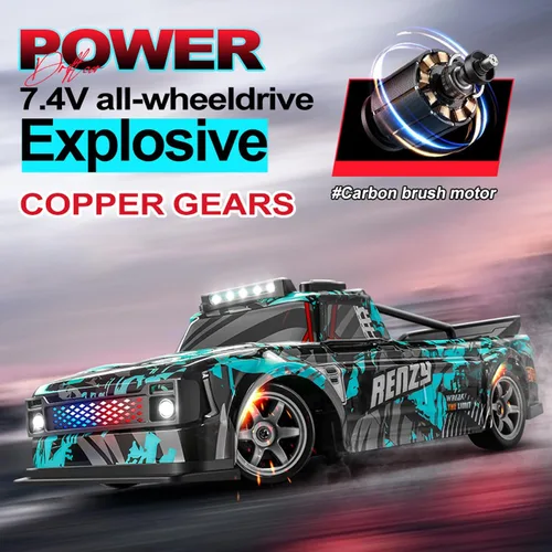 Miniatura 4 de Coche de deriva a control remoto, escala 1:16, vehículo de control remoto para deriva y carrera, 2.4 GHz 4WD de alta velocidad 20+KM/H con luces