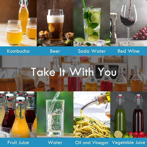 Miniatura 7 de Paquete de 6 botellas de vidrio con tapa abatible de 25 onzas, tapas herméticas para elaboración de cerveza casera, 2ª fermentación, kombucha