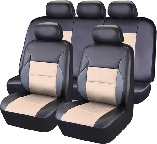 Miniatura 9 de CAR Pass Skyline - Fundas de asiento de cuero de alta calidad, impermeables, de poliuretano, juego completo, fundas de asiento delantero y trasero