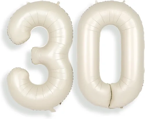 Miniatura 57 de SUWEN Globos de helio grandes de 102 cm (40 pulgadas) con letra S en color crema. Globos grandes de papel de aluminio con letra en helio, de A a Z.