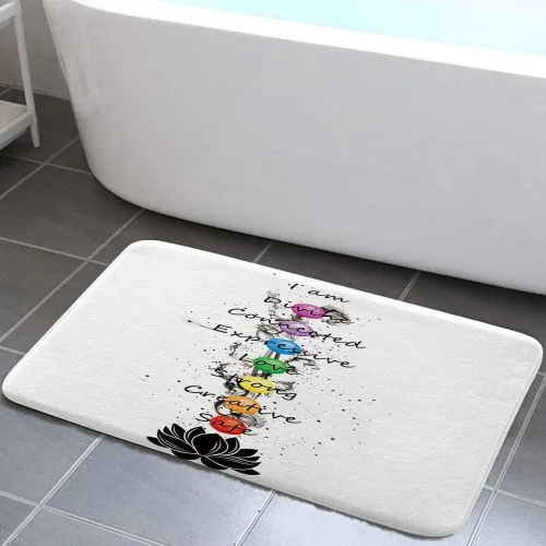 JAWO Cortina de ducha Zen Lotus, juego de accesorios de baño con temática de chakras coloridos, cortinas de tela impermeable, ganchos incluidos,