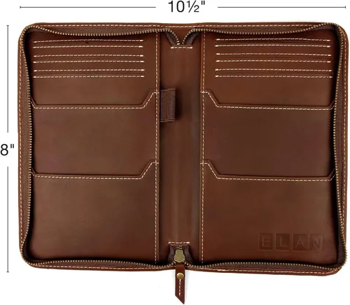 Miniatura 3 de Cartera de viaje y soporte para pasaporte, material de grano dividido marrón