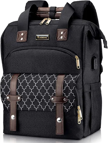 Mochila para mujer, mochilas escolares para adolescentes y niñas, mochila grande y abierta con puerto de carga USB, mochila de trabajo para laptop
