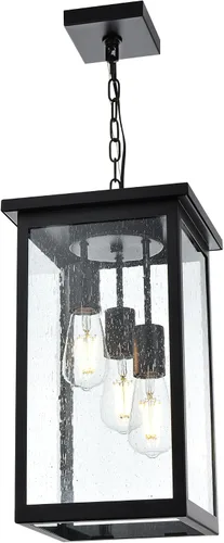 Miniatura 16 de TODOLUZ Lámpara Colgante de Exterior de 3 Luces Negra, Linterna Colgante Exterior Ajustable Luz de Porche
