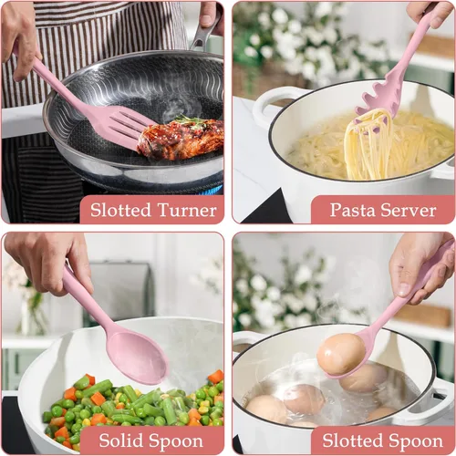 Miniatura 5 de LIANYU Juego de Utensilios de Cocina de Silicona, 8 Piezas Juego de Espátulas de Utensilios de Cocina para Batería de Cocina Antiadherente, Gadgets