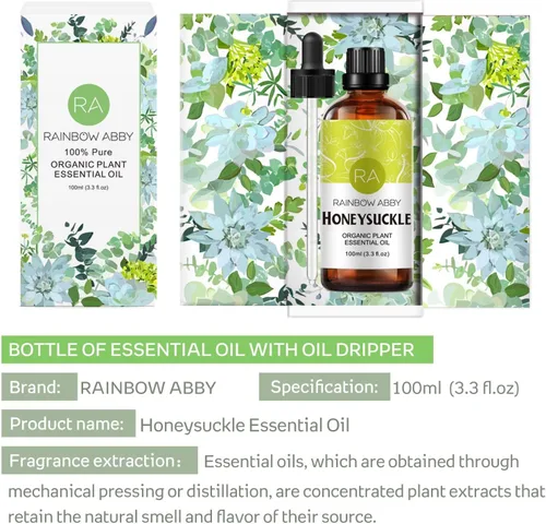 Miniatura 4 de Aceite esencial de madreselva (3.4 fl oz), aceite de madreselva de aroma orgánico 100% puro y natural para difusor, masaje, cuidado de la piel, yoga