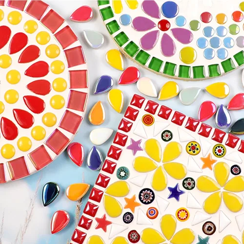 Miniatura 2 de Azulejos de mosaico de cerámica para manualidades, azulejos de mosaico de pétalos de colores surtidos de 7 onzas para suministros de arte, kit