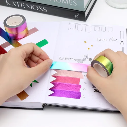 Miniatura 3 de NatSumeBasics 3 Cintas Washi Arcoíris Metálicas Cintas de Enmascarar 32 pies x 0.6 pulgadas. Cintas Washi de Papel Metálico para Manualidades 3
