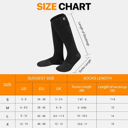 Miniatura 6 de SNOW DEER Calcetines térmicos para hombres y mujeres, batería recargable de 7.4 V, calentador eléctrico de pies de esquí para caza, pesca, camping