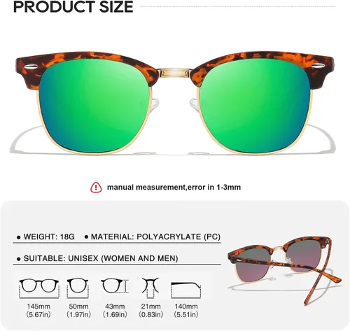 Miniatura 2 de AOMASTE Sunglasses MenMens Polarized Sunglasses for Men Women,Classic Semi-Rimless Sun Glasses