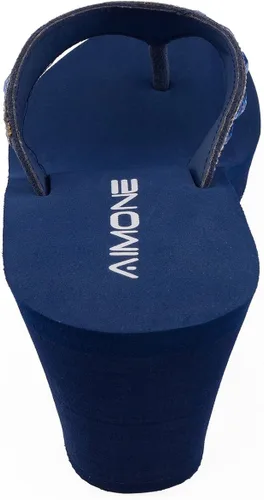 Miniatura 5 de AIMONE -Larissa - Sandalias de cuña para mujer, color azul marino, con diamantes de imitación, para playa, boda
