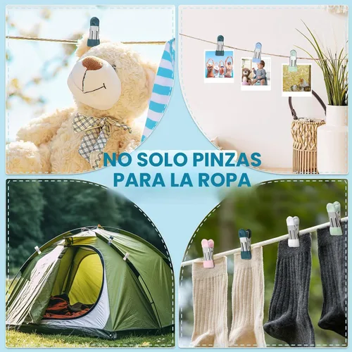Miniatura 6 de Pinzas de Ropa Resistentes Paquete de 30, Clips de Metal de 2.17 Pulgadas, Pinzas para Ropa para Secado de Fotos Tendedero Lavandería Calcetines