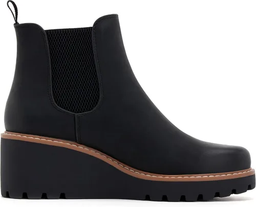 Miniatura 2 de vodvob Botas de tobillo para mujer, botines de tacón de cuña elásticos con plataforma Chelsea sin cordones y suela de lengüeta