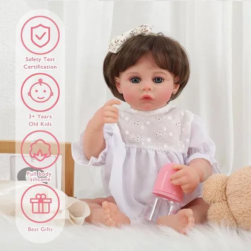 Miniatura 3 de Lifelike Reborn Baby Dolls, 18 Inch Realistic Baby Doll Silicone Full Body Real Life Girls Dolls with Anatomically Correct Muñecas Reales para Miñas