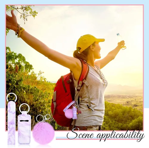 Miniatura 5 de Hicarer Juego de 30 bolsas para lápiz labial con diseño de mármol, incluye llavero y muñequera, bolsa de bálsamo labial estilo mármol y accesorio