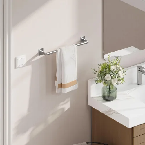 Miniatura 6 de USHOWER Toallero de níquel cepillado, toalleros de 18 pulgadas para montaje en pared de baño, soporte de toalla de acero inoxidable resistente