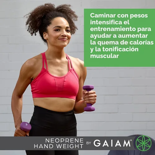 Miniatura 7 de Gaiam Mancuerna para mano (se vende en una sola) – Mancuerna con revestimiento de neopreno para ejercicio y acondicionamiento físico en casa