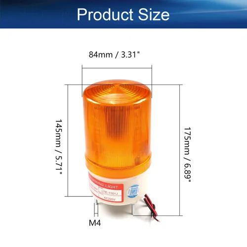 Miniatura 2 de Bettomshin Bombilla de advertencia estroboscópica de 90 dB, 220 V CC 1 W, torre de señal industrial con zumbador, lámpara indicadora de alarma