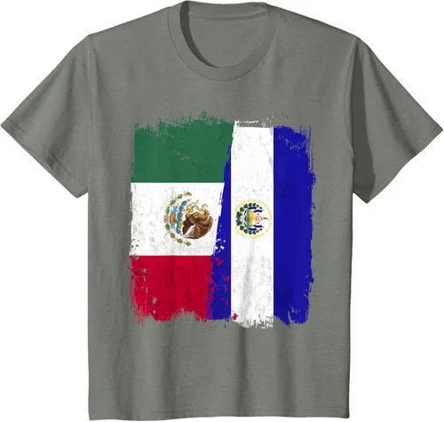 Miniatura 86 de Camiseta con la bandera mexicana de El Salvador con la mitad de la bandera mexicana de El Salvador