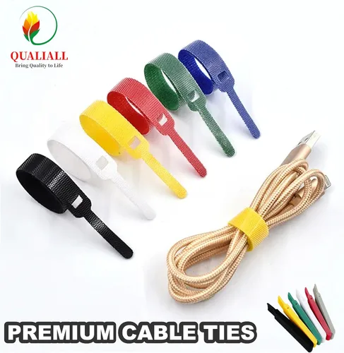 Miniatura 2 de QUALIALL Paquete de 150 bridas reutilizables de alta calidad, bridas de nailon de fuerte adherencia para gestión de PC y cables, duraderas. 5.9