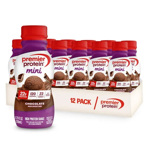 Miniatura 13 de Premier Protein Shake MINIs, vainilla, 0.78 oz de proteína, 120 calorías, sin azúcar añadida, 8.75 onzas líquidas, paquete de 12