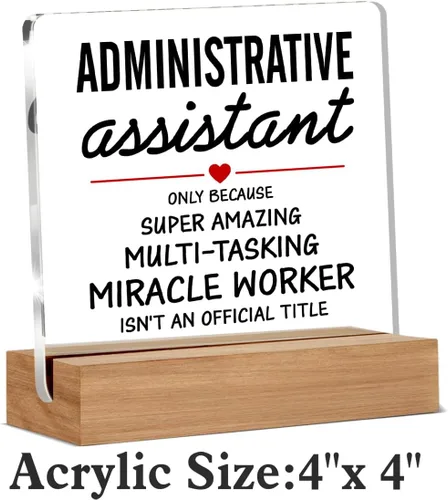 Miniatura 2 de Regalos de asistente administrativo, regalos de agradecimiento para secretaria, letrero decorativo de escritorio transparente, letrero acrílico