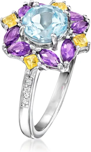 Miniatura 3 de Ross-Simons 1.50 Carat Sky Blue Topaz and .60 ct. t.w. Multi-Gemstone Ring With White Topaz in Sterling Silver