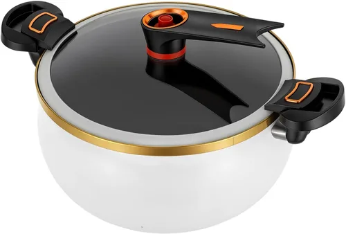 Miniatura 10 de PERFERATE Olla a presión micro de 8.45 cuartos de galón con válvula automática de liberación de presión, olla redonda antiadherente olla a fuego