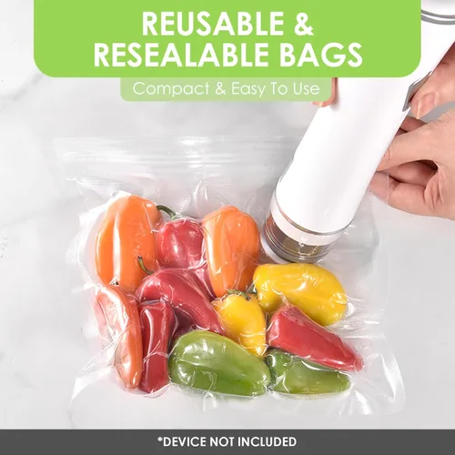 Miniatura 2 de Bolsas reutilizables selladoras al vacío para alimentos, 15 bolsas pequeñas sin BPA (8 x 8 pulgadas), para almacenamiento de alimentos, congelador
