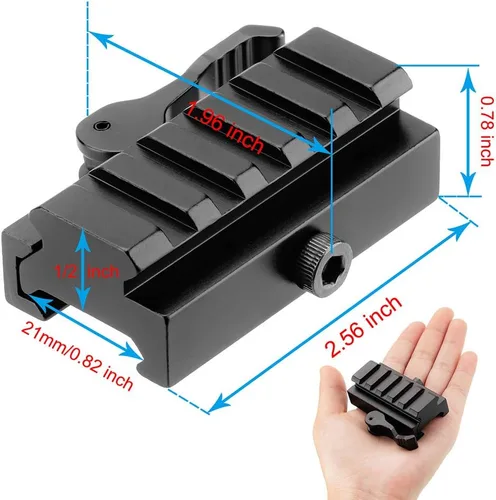 Miniatura 5 de LONSEL Picatinny - Soporte elevador, adaptador de montaje de riel de perfil bajo con bloqueo de palanca QD de liberación rápida y 5 ranuras