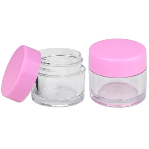 Miniatura 4 de Beauticom - Tarros de plástico transparente de pared gruesa a prueba de fugas, 0.25 oz/0.2 fl oz (cantidad: 12 paquetes) con tapas rosas
