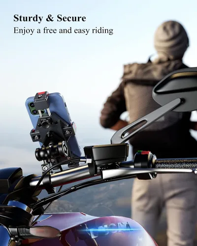Miniatura 6 de BRCOVAN Soporte de teléfono para motocicleta con cargador inalámbrico Qi de 15 W y amortiguador de vibraciones, antirrobo, antivibración, ajustable