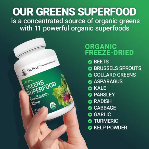 Miniatura 6 de Dr. Berg's Greens Superfood Tabletas de verduras crucíferas – Suplementos vegetales para adultos con 11 fitonutrientes súper verdes – Tabletas