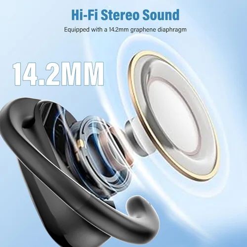 Miniatura 2 de Auriculares de oreja abierta, auriculares inalámbricos Bluetooth 5.4 con grandes ganchos para los oídos, auriculares abiertos ultra cómodos, sonido