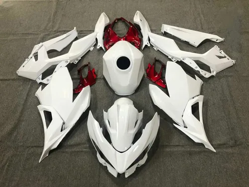 Bruce & Shark Kit de carenado de inyección Carrocería Plástico ABS Blanco Rojo Ajuste para Kawasaki EX400/Ninja400 2018-2023