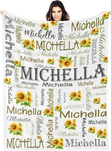 Miniatura 11 de Manta personalizada con nombre, manta personalizada con nombre, mantas personalizadas con texto, mantas de girasol, regalo personalizado para el día